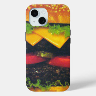 Coque Pour iPhone 15 Hamburger de luxe double au fromage