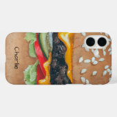 Coques Case-Mate iPhone Hamburger Illustration personnalisation nom de tél (Verso (horizontal))