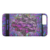 Coques Case-Mate iPhone Hamsa Fusion violet et noir Personnalisé (Dos (Horizontal))