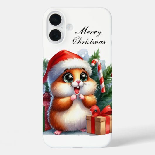 Coques Case-Mate iPhone Hamster de Noël festif personnalisable (Verso)