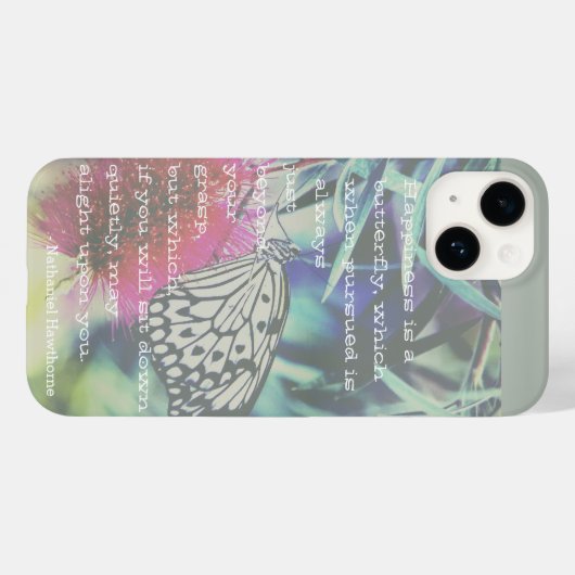 Coques Case-Mate iPhone Happiness is a Butterfly - Inspiring Quote (Verso (horizontal))