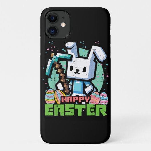 Coques Case-Mate iPhone Happy Easter Bunny Pixel Game  (Dos)