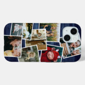 Coques Case-Mate iPhone Happy Family Photo Collage Blue Wood (Verso (horizontal))