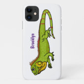 Coques Case-Mate iPhone Happy green iguana cartoon (Dos)