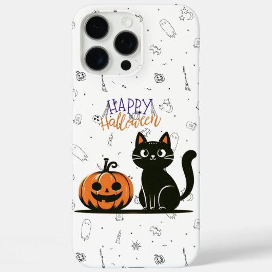 Coques Case-Mate iPhone Happy Halloween chat et citrouille (Verso)