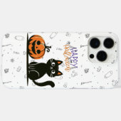 Coques Case-Mate iPhone Happy Halloween chat et citrouille (Verso (horizontal))