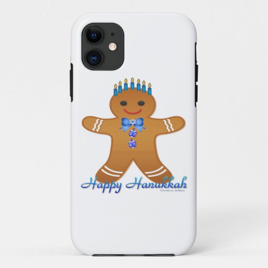 Coques Case-Mate iPhone Happy Hanoukka Gingerbread Man Menorah (Dos)