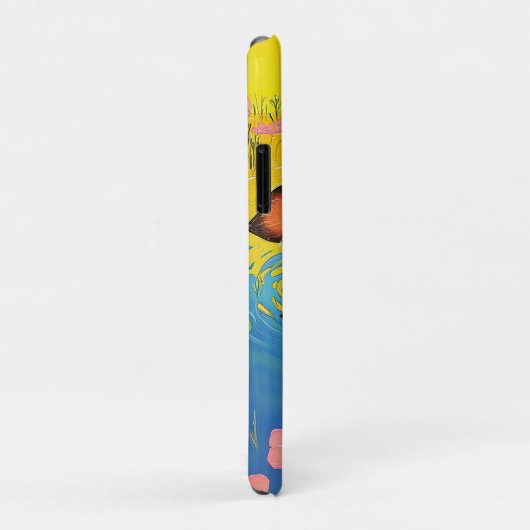 Coques Case-Mate iPhone Happy Hippo in Blooming Pond (Dos/Droite)