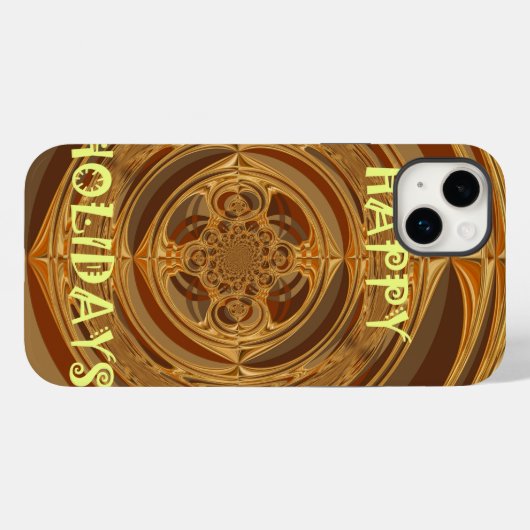 Coques Case-Mate iPhone Happy Holidays Circle Art Print/Design (Verso (horizontal))