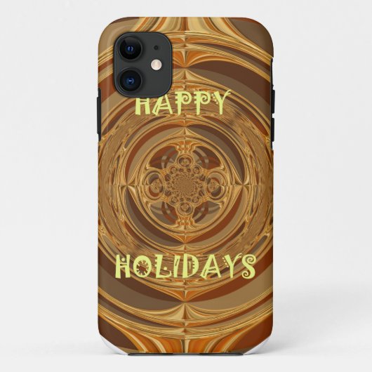 Coques Case-Mate iPhone Happy Holidays Circle Art Print/Design (Dos)