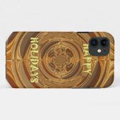 Coques Case-Mate iPhone Happy Holidays Circle Art Print/Design (Dos (Horizontal))