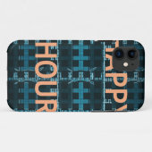 Coques Case-Mate iPhone Happy Hour Texte bleu Vector Art Imprimer (Dos (Horizontal))