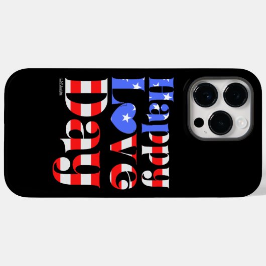 Coques Case-Mate iPhone HAPPY LOVE DAY drapeau américain (Verso (horizontal))