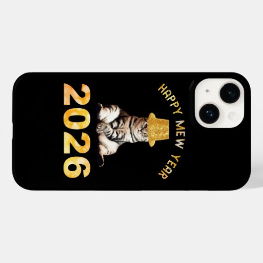 Coques Case-Mate iPhone Happy Mew Year 2026 (Verso (horizontal))