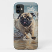 Coques Case-Mate iPhone Happy Pug à la Plage (Dos)