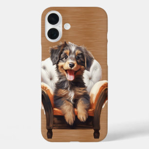 COQUES iPhone 16 PLUS HAPPY TRI-COLORED LONG HAIRED PUPPY CHIEN