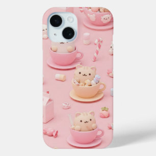 Coque Pour iPhone 15 Harajuku Style : Chatons en tasses par Natasha Us