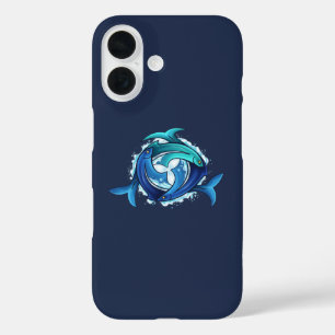 Coques iPhone 16 Harmonie Aqua : Trinité des poissons entrelacés