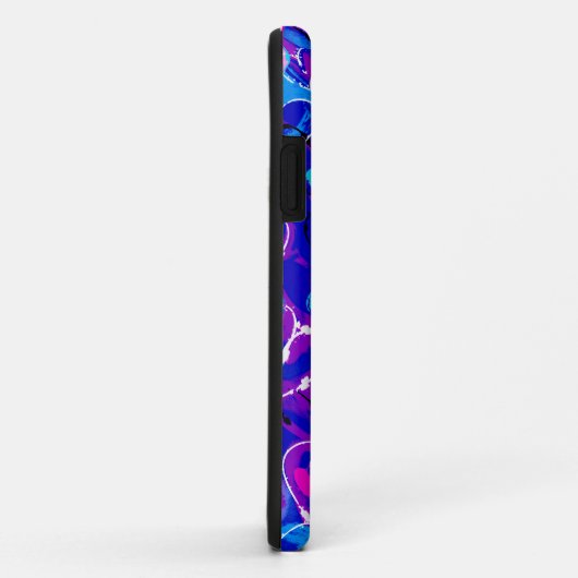 Coques Case-Mate iPhone Harmonie océanique : Graffiti Hearts Nuances de Bl (Dos/Droite)