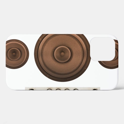 Coques Case-Mate iPhone Haut-parleurs rétro : brun, blanc isolé. (Verso (horizontal))