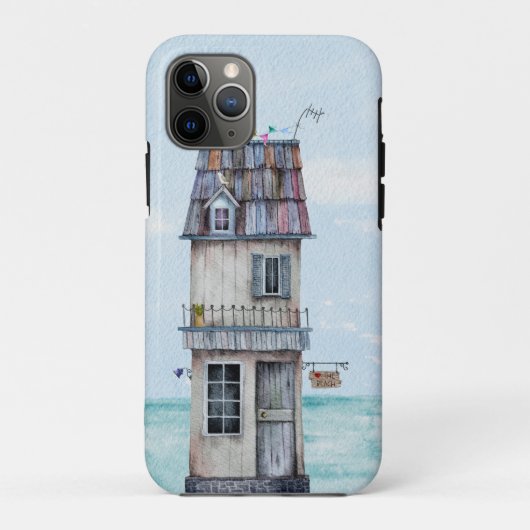 Coques Case-Mate iPhone Haute mince patiné gris de plage aquarelle de hutt (Dos)