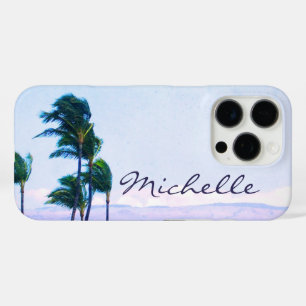 Coques iPhone 16 Pro Hawaii Coastal Palm Trees Mountains Nom du script