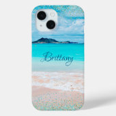 Coques Case-Mate iPhone Hawaii Sandy Beach Ocean Blue Gold Confetti Nom (Verso)
