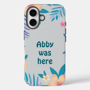 Coques iPhone 16 Hawaiian Floral Design on Gray