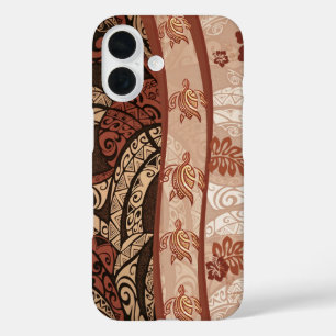 Coques iPhone 16 Hawaiian Honu Tapa Fusion Téléphone