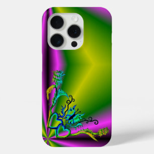 Coque iPhone 15 Pro Heart with Flower and Butterfly