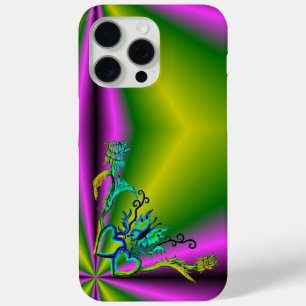 Coque iPhone 15 Pro Max Heart with Flower and Butterfly