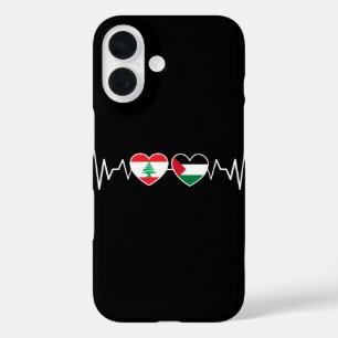 Coques iPhone 16 Heartbeat Lebanon Palestine Unity drapeaux.