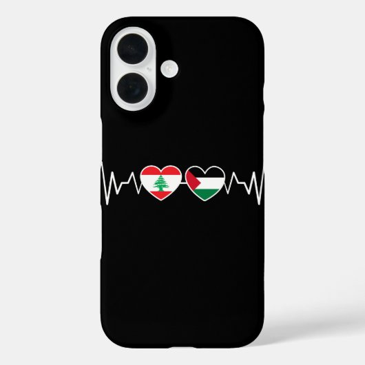 Coques Case-Mate iPhone Heartbeat Lebanon Palestine Unity drapeaux. (Verso)