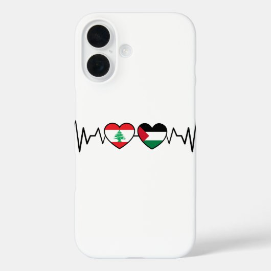 Coques Case-Mate iPhone Heartbeat Lebanon Palestine Unity drapeaux. (Verso)