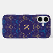 Coques Case-Mate iPhone Hébreu Monogramme Hanoukka Personnalisé Hanukkiah (Verso (horizontal))