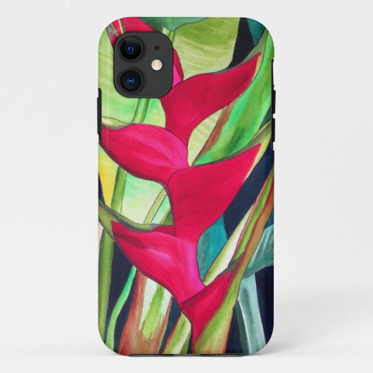Coques Case-Mate iPhone Heliconia Lobster Claw fleur d'aquarelle tropicale (Dos)