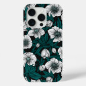Coques Case-Mate iPhone Hellebores blancs avec feuilles bleus (Verso)