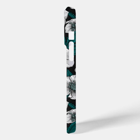 Coques Case-Mate iPhone Hellebores blancs avec feuilles bleus (Verso / Gauche)