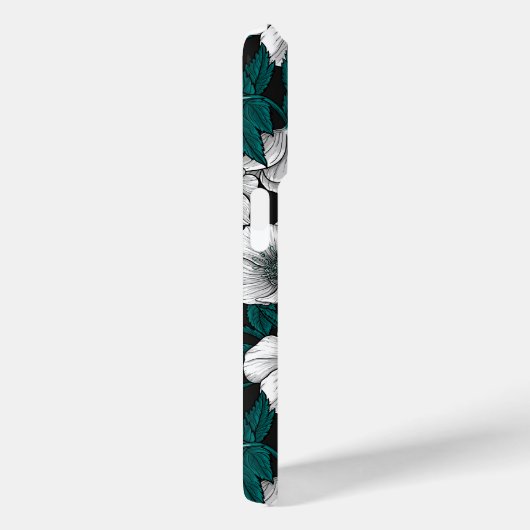 Coques Case-Mate iPhone Hellebores blancs avec feuilles bleus (Verso / Droite)