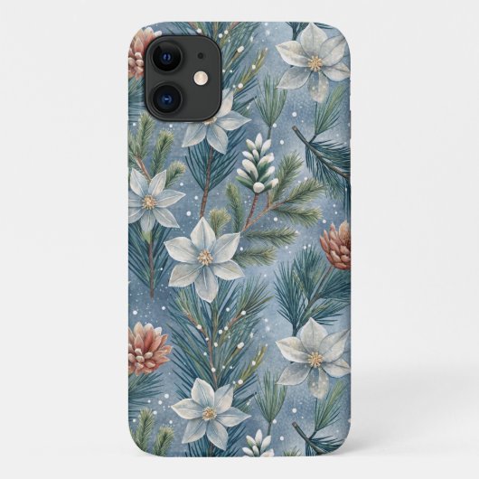 Coques Case-Mate iPhone Hello Winter Pines & Flowers (Dos)