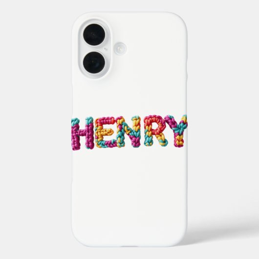 Coques Case-Mate iPhone HENRY Nom dans le Motif Crochet animé (Verso)