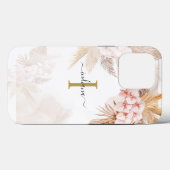 Coques Case-Mate iPhone Herbe de la Pampa Monogramme Initiale Terracotta É (Verso (horizontal))