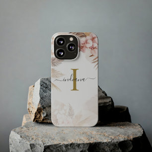 Case-Mate iPhone Case Herbe des Pampas Monogramme Initiale Terracotta