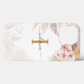 Coques Case-Mate iPhone Herbe des Pampas Monogramme Initiale Terracotta (Verso (horizontal))