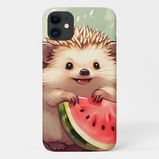 Coques Case-Mate iPhone Hérisson appréciant un morceau de pastèque (Dos)