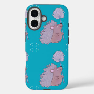 Coques iPhone 16 Hérisson au Pissenlit Douce Nature de l'Art Popu