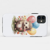 Coques Case-Mate iPhone Hérisson d'aquarelle rétro mignon avec ballons (Dos (Horizontal))