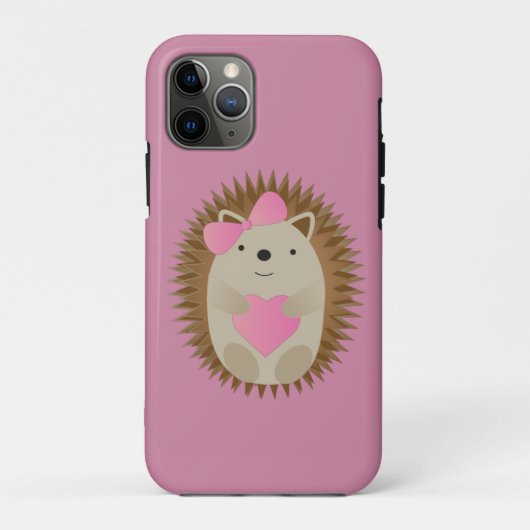 Coques Case-Mate iPhone Hérisson de fille mignonne accrocher un coeur rose (Dos)