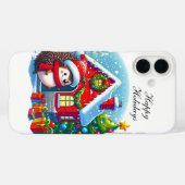 Coques Case-Mate iPhone Hérisson de Noël festif personnalisable (Verso (horizontal))