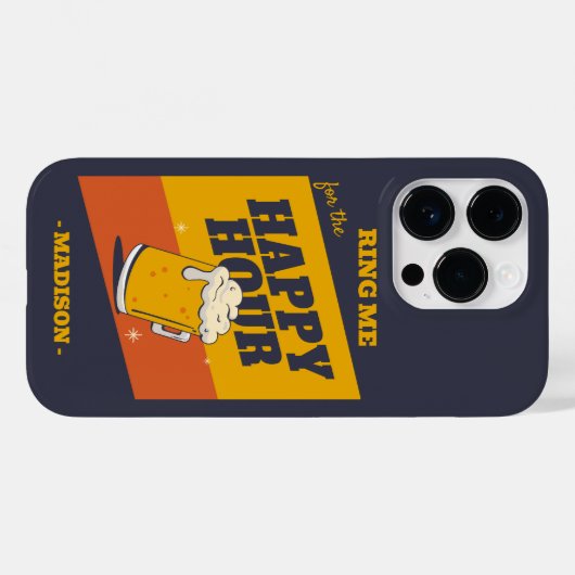 Coques Case-Mate iPhone Heure heureuse du texte personnalisé (Verso (horizontal))